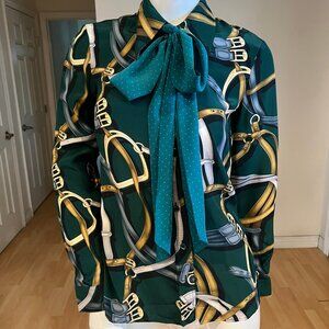GUCCI 2010  BOW EQUESTRIAN SILK BLOUSE SIZE 40 IT / 6 US